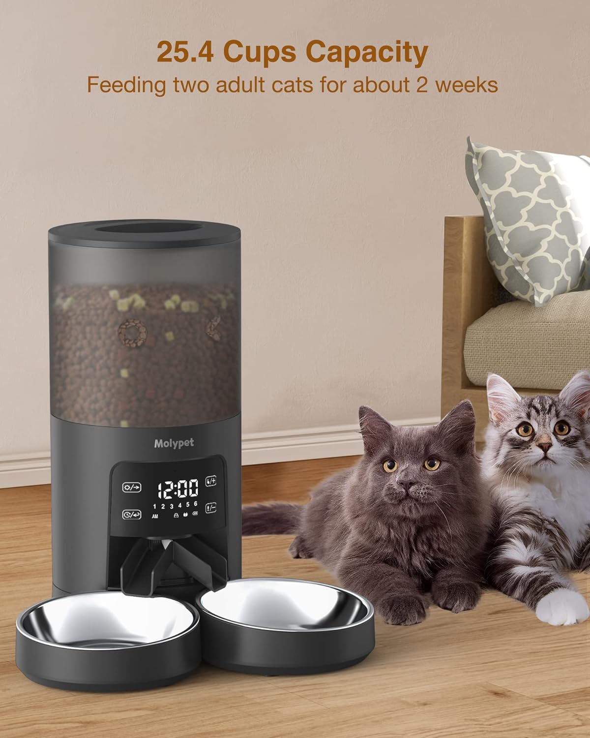 PF02D Pet Automatic Feeder Dual Bowl, 6L