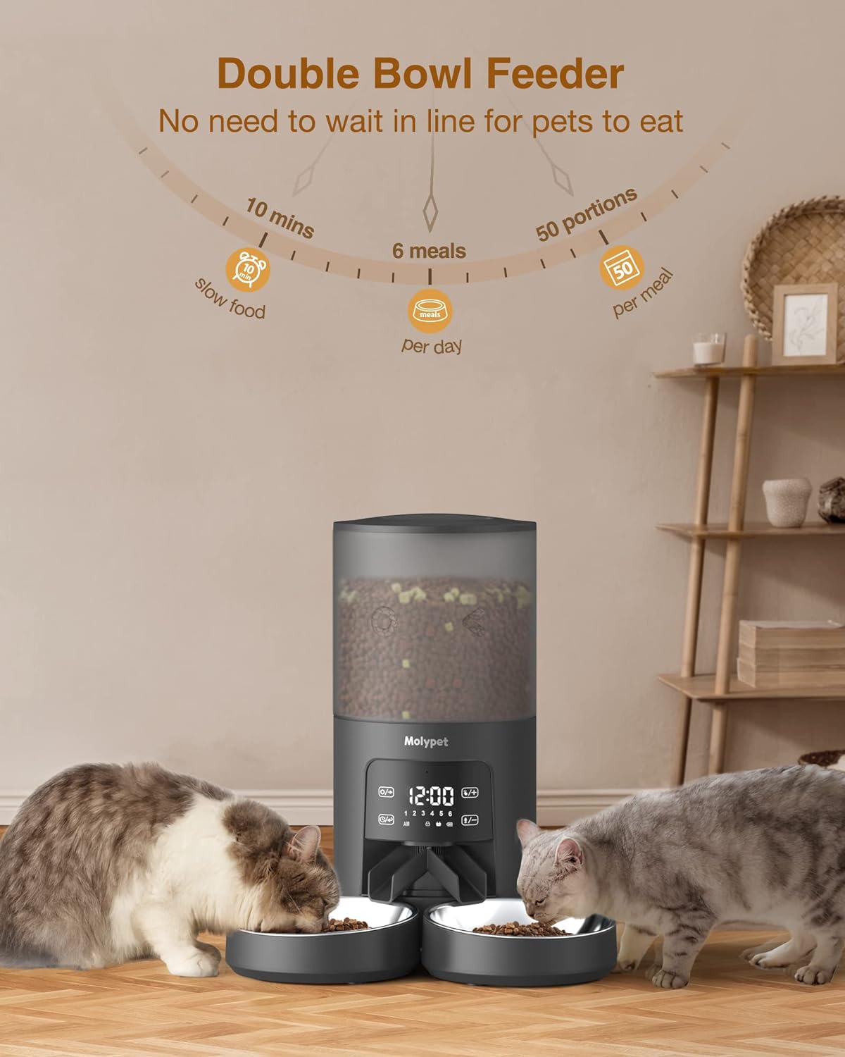 PF02D Pet Automatic Feeder Dual Bowl, 6L