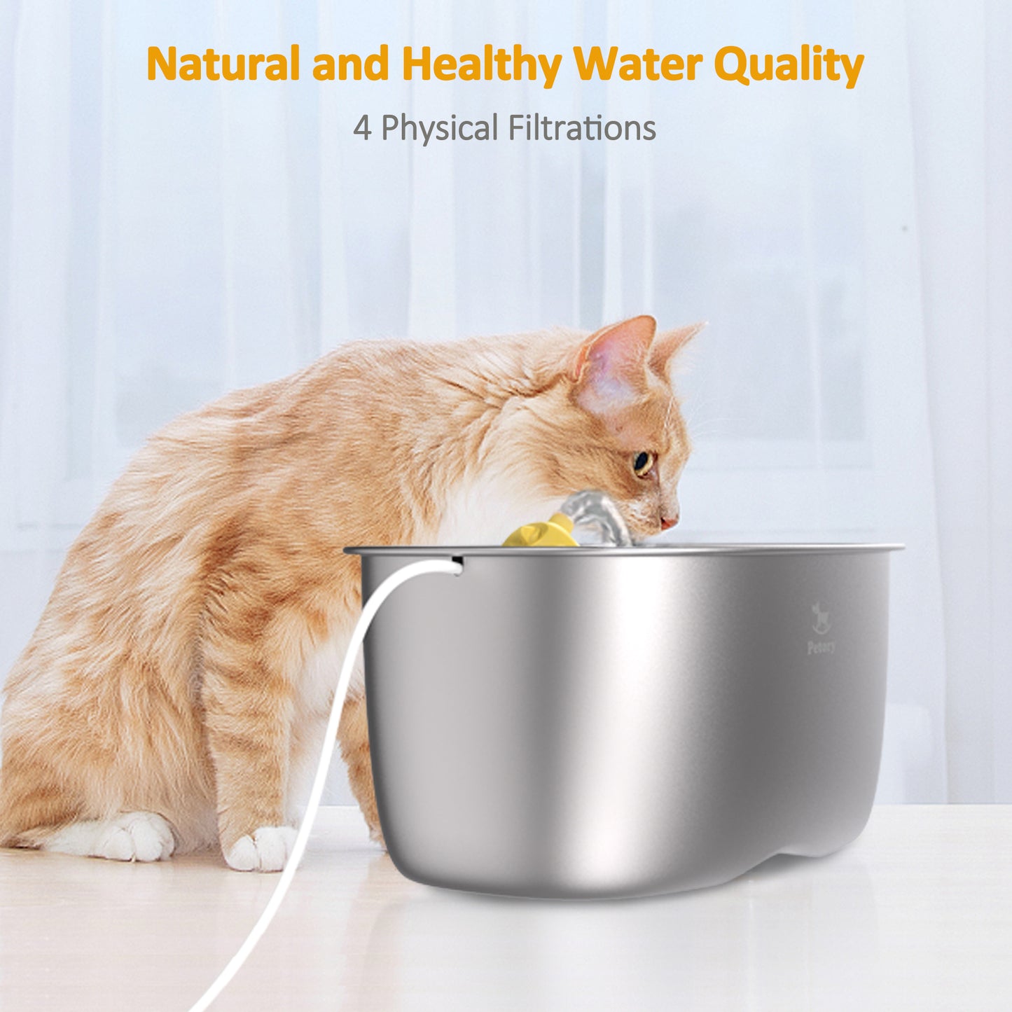 WF06 Automatic Stainless Steel Pet Water Fountain, 2L