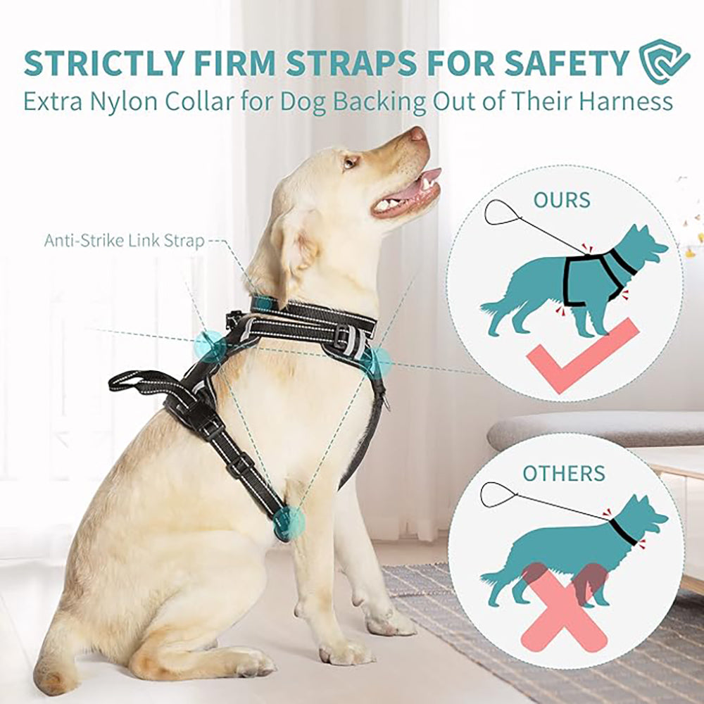 Patpet 2 In 1 No Pull Dog Harness Reflective Adjustable Vest With Handle For Medium Dogs
