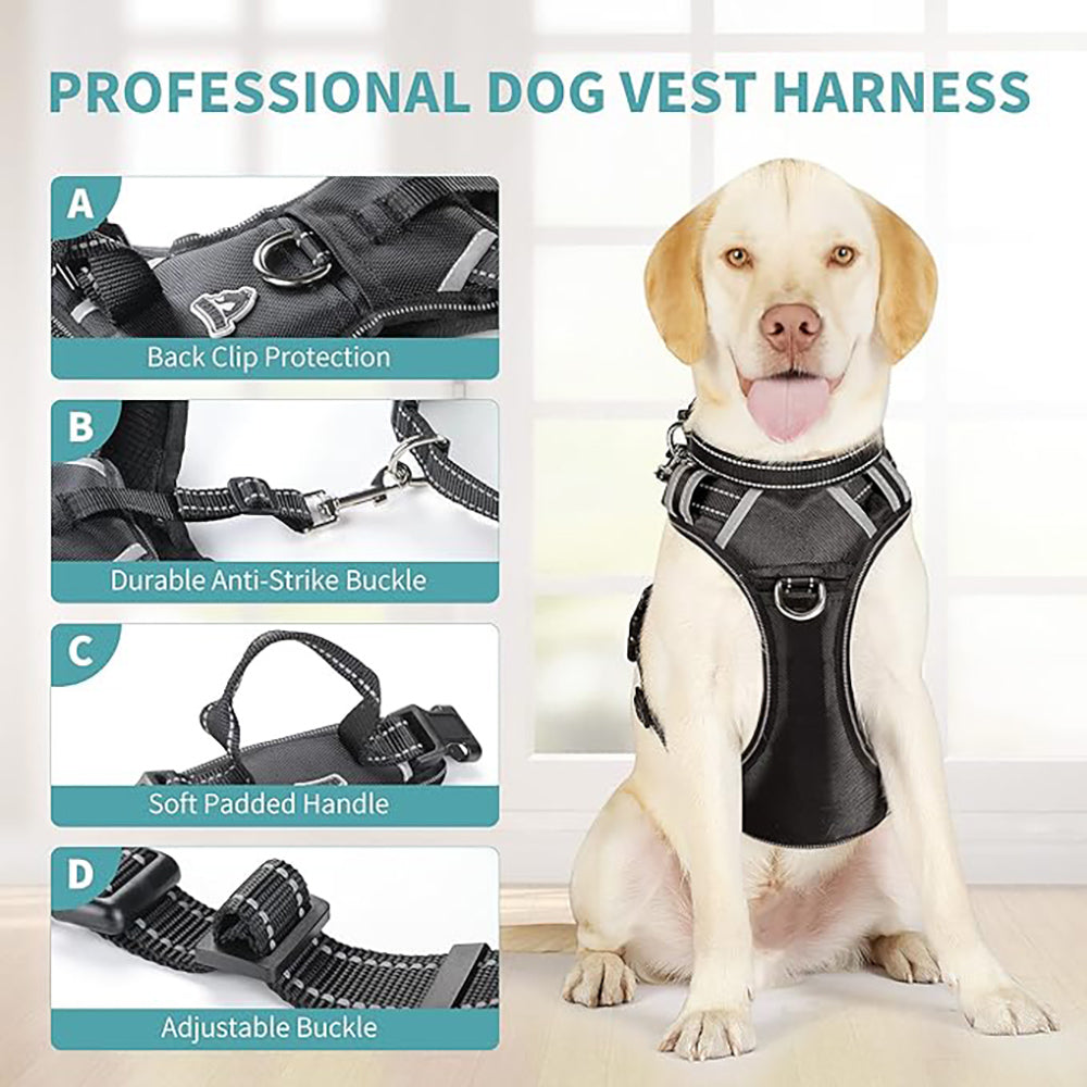 Patpet 2 In 1 No Pull Dog Harness Reflective Adjustable Vest With Handle For Medium Dogs