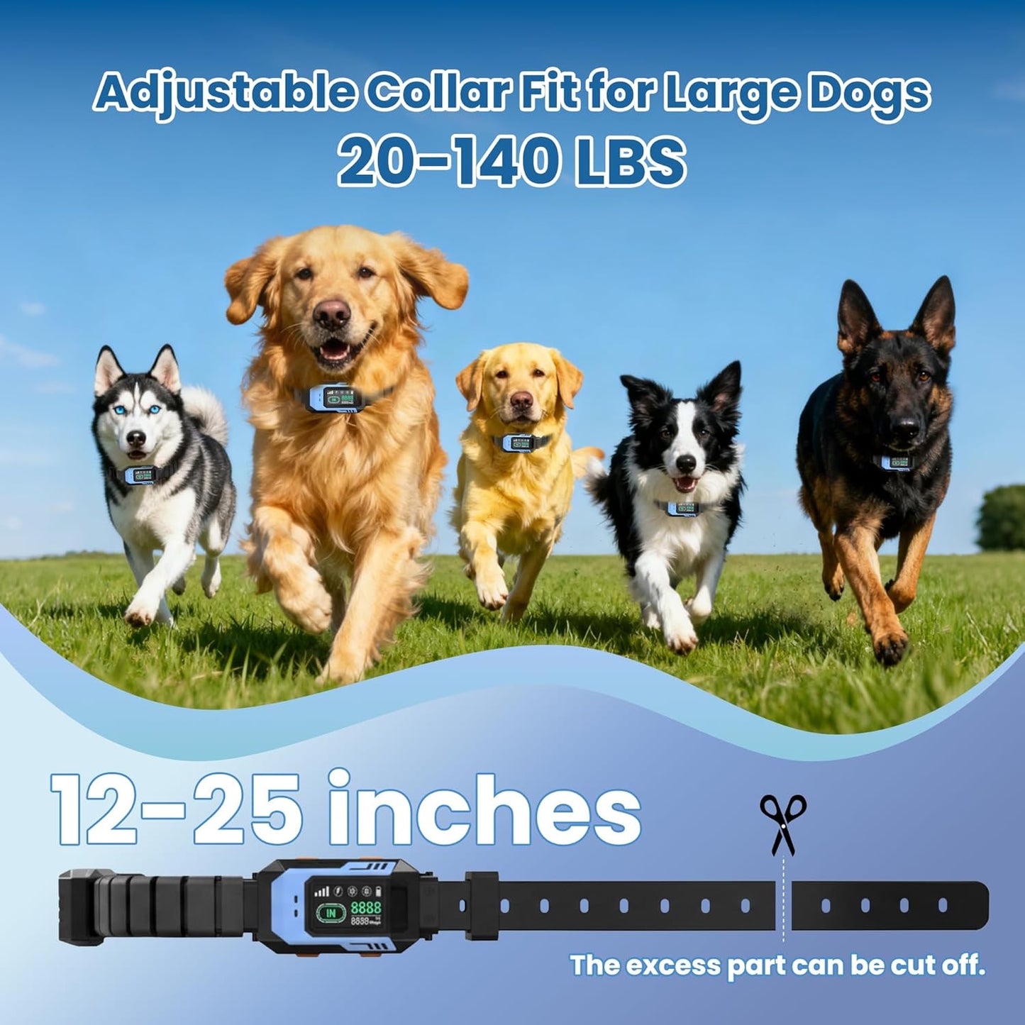 Pupkids GPS Wireless 9999ft Outdoor Dog Fence Training Collar with 8 Modes for Large Dogs