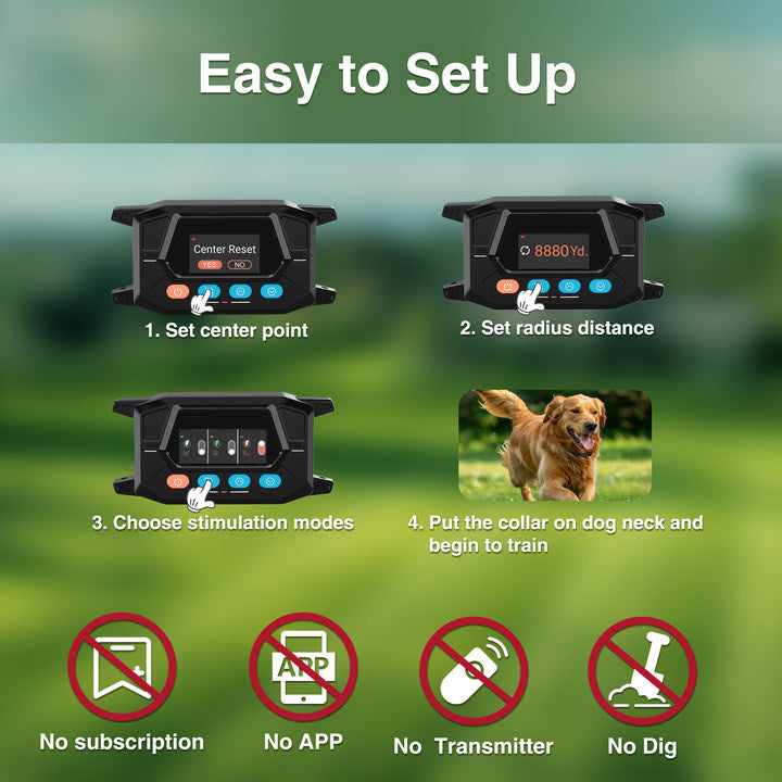 PUPKIDS Wireless Dog Fence System Electric Fence for Large Yards Wireless Fence Only Outdoor Use