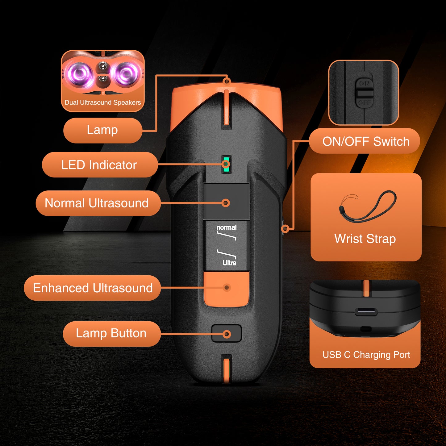 Patpet 32ft Ultrasonic Dog Anti Barking Device with Led Flashlight