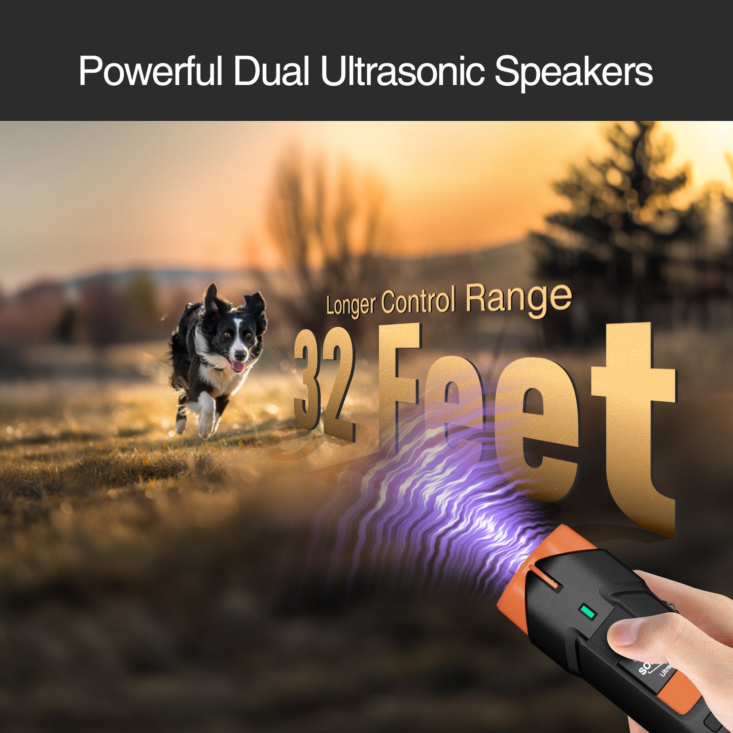 Patpet 32ft Ultrasonic Dog Anti Barking Device with Led Flashlight