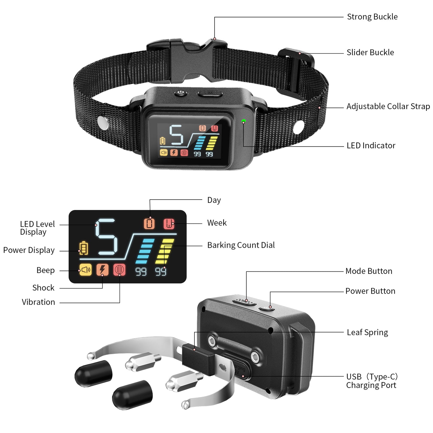 ZLOLEN Bark Collar - Rechargeable AI Upgrade Anti Barking Collar for Dogs Smart Dog Bark Collar