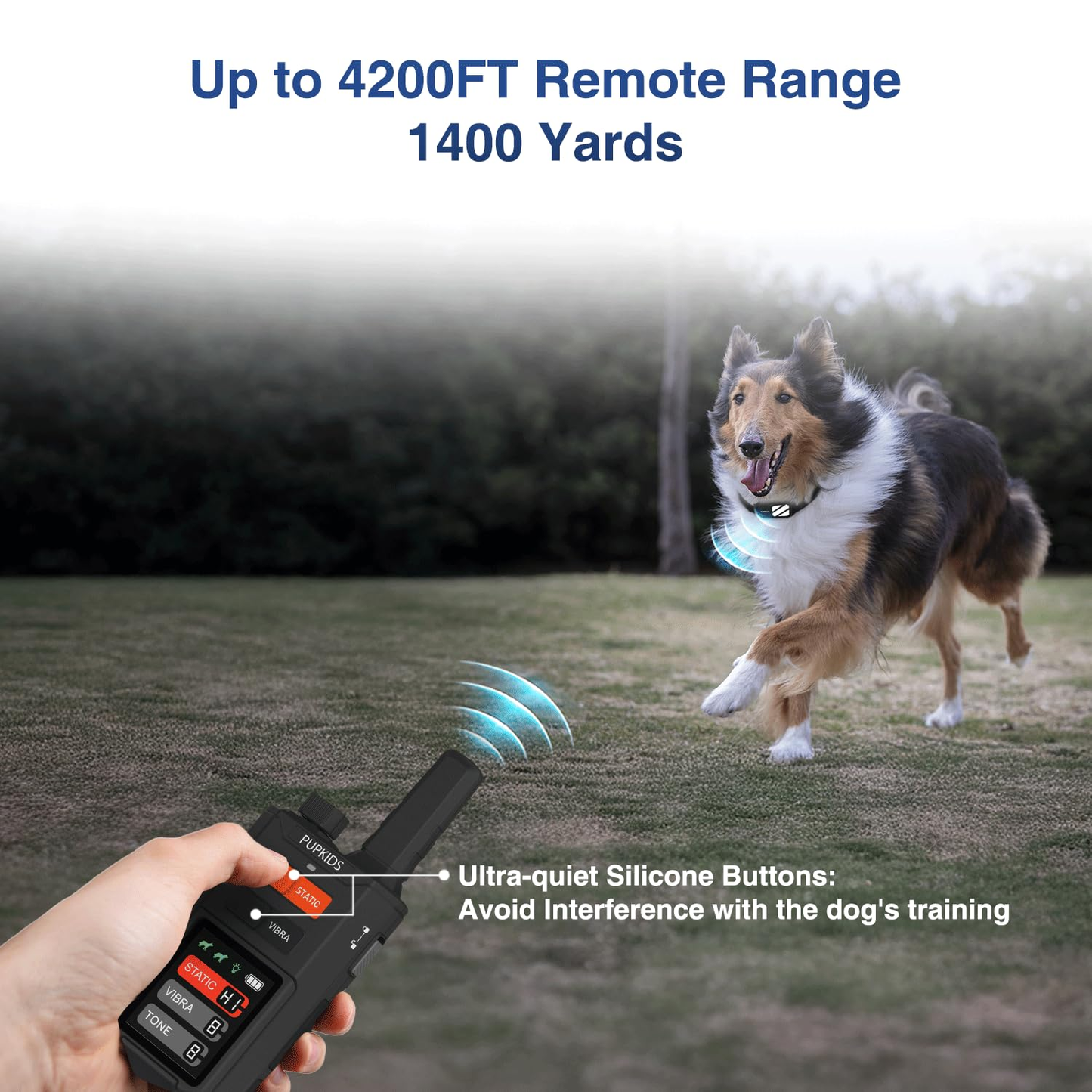 PUPKIDS Dog Training Collar with 4 Powerful Modes - 4200FT E Collar for Dogs Training