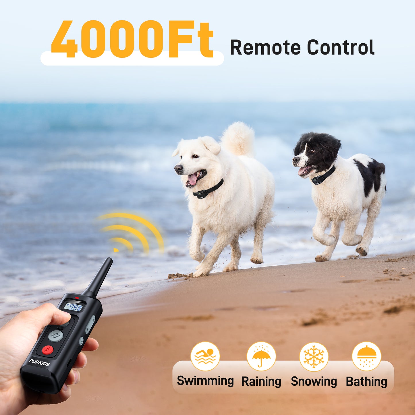 PUPKIDS 4000ft 108 Levels Waterproof Dog Training E Collar with 3 Modes for 10-120 Lbs Dogs